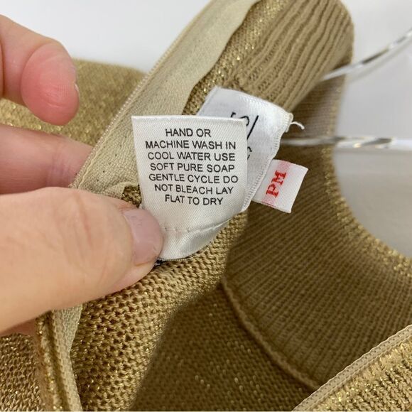 Drapers and Damon’s Short Sleeve Mock Turtle Gold Knit Top Petite Medium - Picture 8 of 11